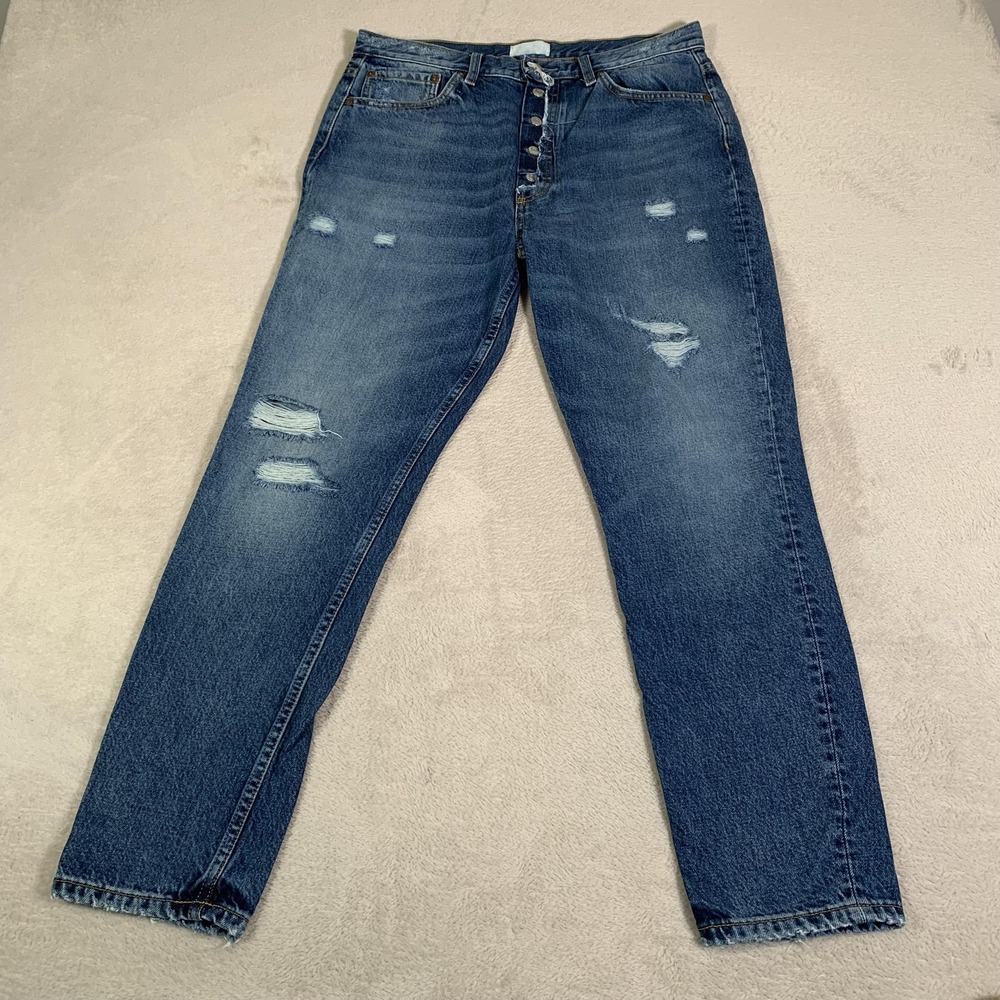 Boyish Billy Mom Jeans Womens 33x28.5 (Tag 31) High Rise Distressed Button Fly
